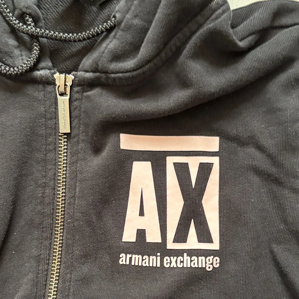 Armani Exchange Kids Black and Pink Zip-Up Hoodie